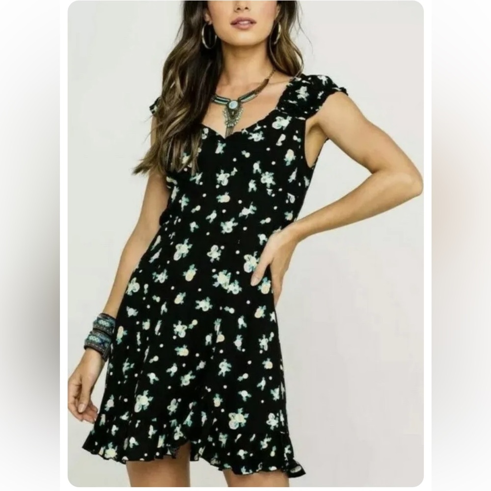Free people “like a lady” lemon floral dress Size M